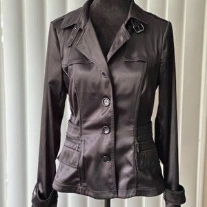 Women's White House Black Market Short Button Trench Jacket Black Size M